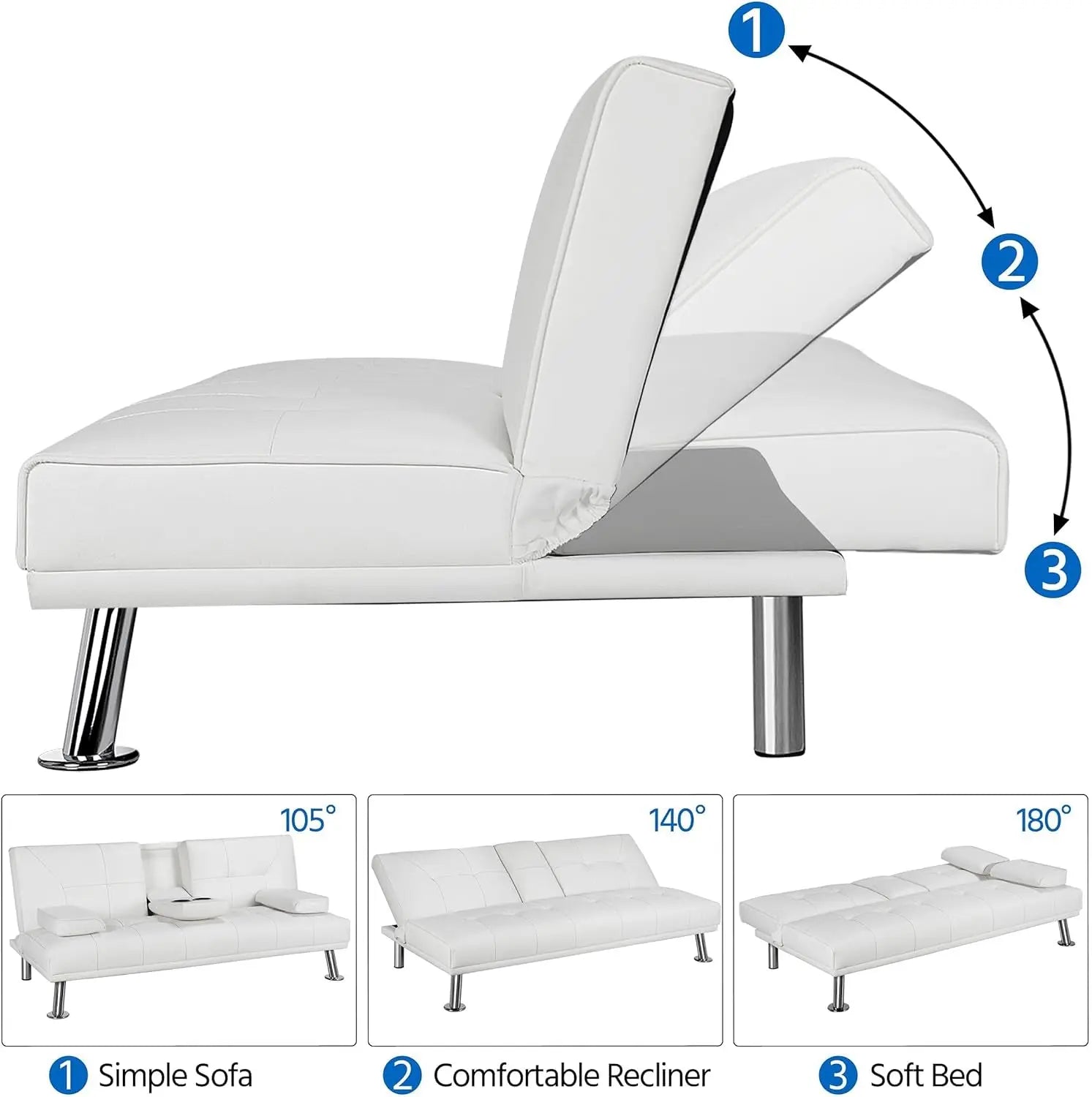 Modern Sofa Bed Faux Leather